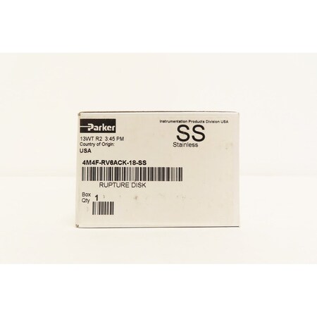 Parker PARKER 4M4F-RV6ACK-18-SS RUPTURE DISK MANUAL NPT 1/4IN NEEDLE VALVE 4M4F-RV6ACK-18-SS